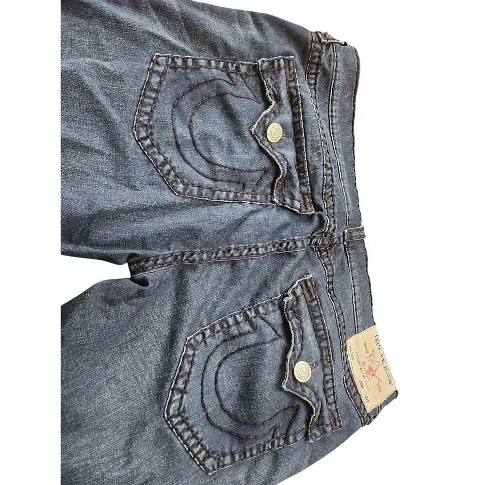 True Religion Rocco Relaxed Skinny Jeans Mens 44 Dark Wash Stretch Denim